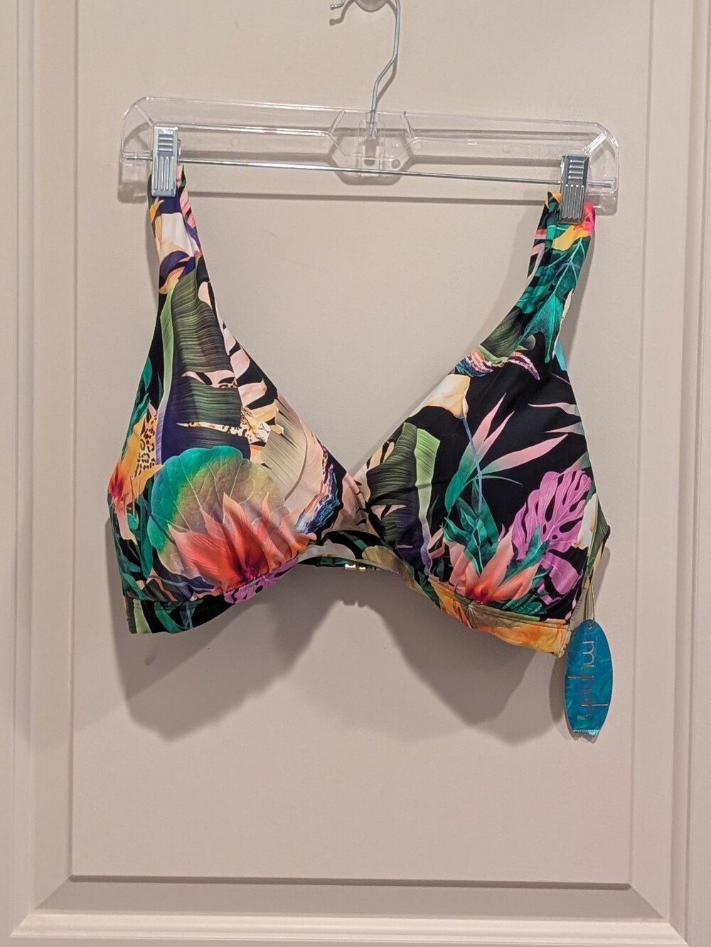 Mynah Tropical Print Wireless Bikini Top - Multicolor 16W